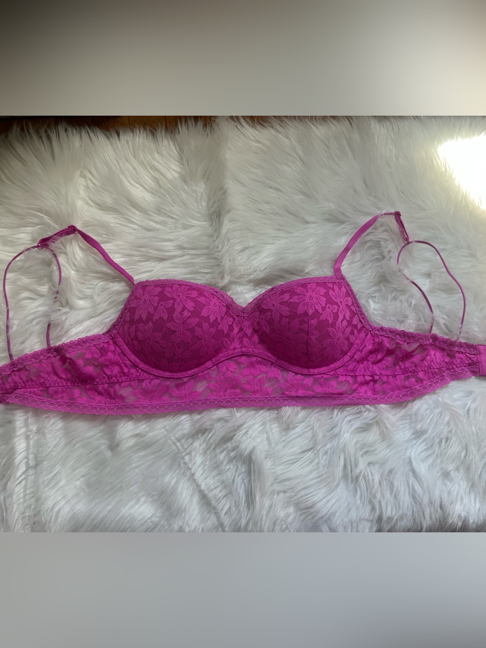 PINK Victoria's Secret Floral Lace Underwire Bra in Fuchsia